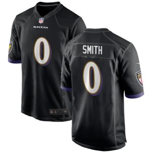 Men Baltimore Ravens #0 Roquan Smith Black Game Football Jersey