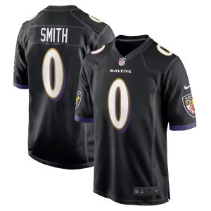 Men Baltimore Ravens #0 Roquan Smith Black Stitched Game Jersey