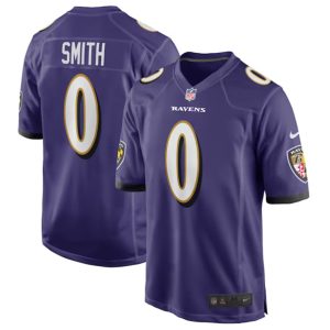 Men Baltimore Ravens #0 Roquan Smith Purple Game Football Jersey