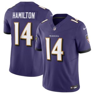 Men Baltimore Ravens #14 Kyle Hamilton Purple 2023 F.U.S.E. Vapor Jersey