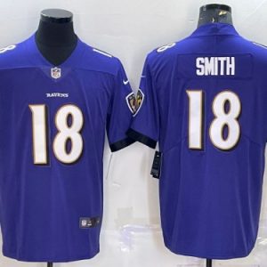 Men Baltimore Ravens #18 Roquan Smith Purple Vapor Untouchable Limited Stitched Jersey