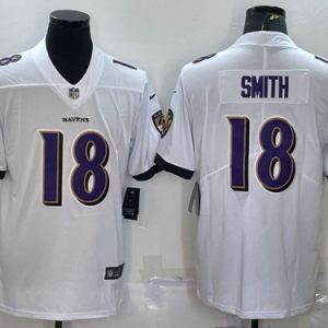 Men Baltimore Ravens #18 Roquan Smith White Vapor Untouchable Limited Stitched Jersey