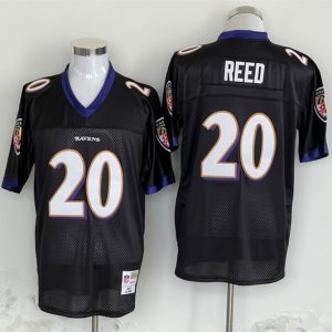 Men Baltimore Ravens #20 Ed Reed Black Thrrowback Jersey