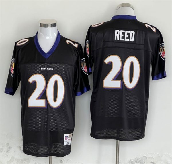 Men Baltimore Ravens #20 Ed Reed Black Thrrowback Jersey