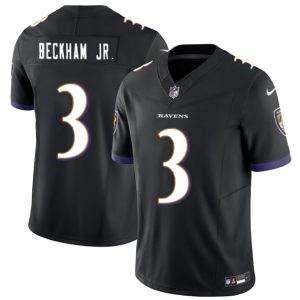 Men Baltimore Ravens #3 Odell Beckham Jr. Black 2023 F.U.S.E. Vapor Untouchable Stitched Jersey