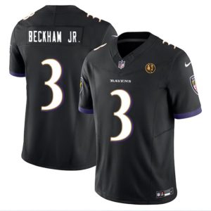 Men Baltimore Ravens #3 Odell Beckham Jr. Black 2023 F.U.S.E. With John Madden Patch Vapor Limited Football Stitched Jersey