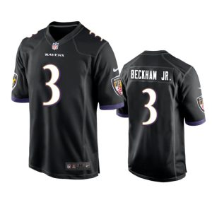 Men Baltimore Ravens #3 Odell Beckham Jr. Black Game Jersey