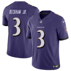 Men Baltimore Ravens #3 Odell Beckham Jr. Purple 2023 F.U.S.E. Vapor Untouchable Stitched Jersey