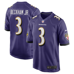 Men Baltimore Ravens #3 Odell Beckham Jr. Purple Game Jersey