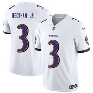 Men Baltimore Ravens #3 Odell Beckham Jr. White 2023 F.U.S.E. Vapor Untouchable Stitched Jersey