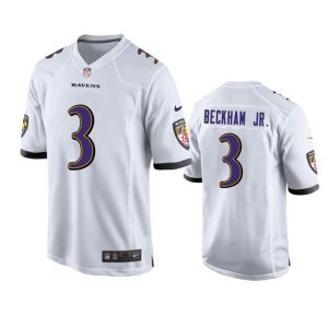 Men Baltimore Ravens #3 Odell Beckham Jr. White Game Jersey