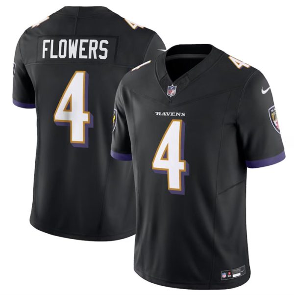 Men Baltimore Ravens #4 Zay Flowers Black 2023 F.U.S.E. Vapor Limited Football Stitched Jersey