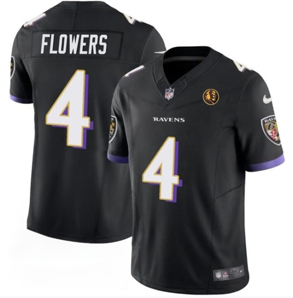 Men Baltimore Ravens #4 Zay Flowers Black 2023 F.U.S.E. With John Madden Patch Vapor Limited Football Stitched Jersey