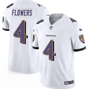 Men Baltimore Ravens #4 Zay Flowers White 2023 F.U.S.E. Vapor Limited Football Stitched Jersey