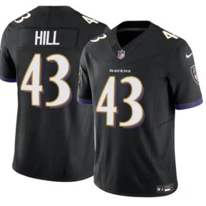 Men Baltimore Ravens #43 Justice Hill Black 2023 F.U.S.E. Vapor Limited Football Stitched Jersey