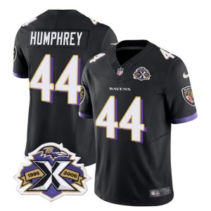 Men Baltimore Ravens #44 Marlon Humphrey Black 2023 F.U.S.E With Patch Throwback Vapor Limited Stitched Jersey