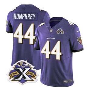 Men Baltimore Ravens #44 Marlon Humphrey Purple 2023 F.U.S.E With Patch Throwback Vapor Limited Stitched Jersey