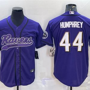 Men Baltimore Ravens #44 Marlon Humphrey Purple With Patch Cool Base Stitched Baseball Jersey