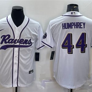 Men Baltimore Ravens #44 Marlon Humphrey White With Patch Cool Base Stitched Baseball Jersey