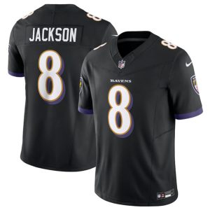 Men Baltimore Ravens #8 Lamar Jackson Black 2023 F.U.S.E Vapor Jersey