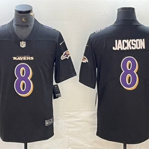 Men Baltimore Ravens #8 Lamar Jackson Black Vapor Football Limited Jersey