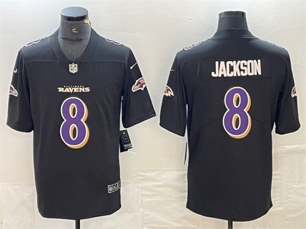 Men Baltimore Ravens #8 Lamar Jackson Black Vapor Football Limited Jersey