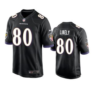 Men Baltimore Ravens #80 Isaiah Likely Balck Game Jersey