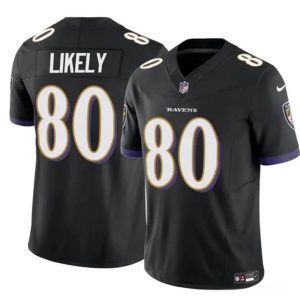 Men Baltimore Ravens #80 Isaiah Likely Black 2023 F.U.S.E. Vapor Limited Football Stitched Jersey