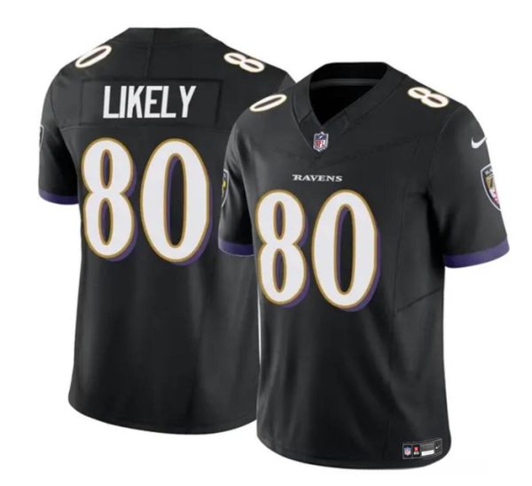 Men Baltimore Ravens #80 Isaiah Likely Black 2023 F.U.S.E. Vapor Limited Football Stitched Jersey