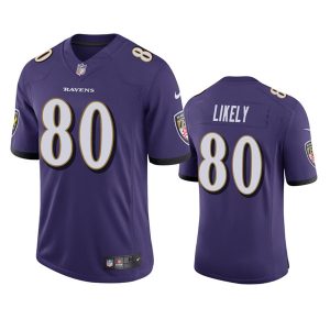 Men Baltimore Ravens #80 Isaiah Likely Purple Vapor Untouchable Limited Stitched Jersey