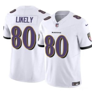 Men Baltimore Ravens #80 Isaiah Likely White 2023 F.U.S.E. Vapor Limited Football Stitched Jersey