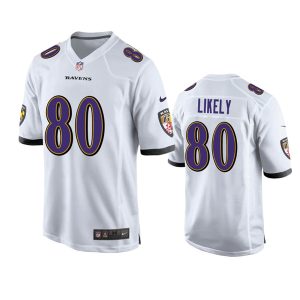 Men Baltimore Ravens #80 Isaiah Likely White Game Jersey