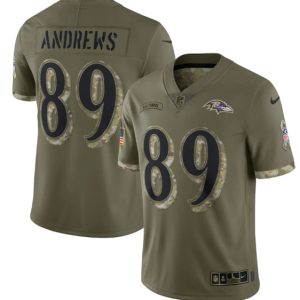 Men Baltimore Ravens #89 Mark Andrews 2022 Olive Salute To Service Limited Stitched Jersey