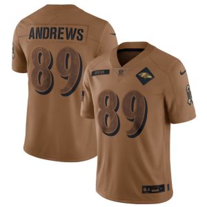 Men Baltimore Ravens #89 Mark Andrews 2023 Brown Salute To Service Limited Football Stitched Jersey