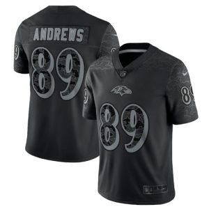 Men Baltimore Ravens #89 Mark Andrews Black Reflective Limited Stitched Football Jersey