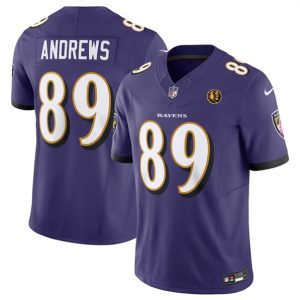 Men Baltimore Ravens #89 Mark Andrews Purple 2023 F.U.S.E. With John Madden Patch Vapor Limited Football Stitched Jersey