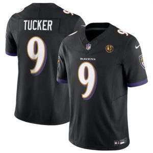 Men Baltimore Ravens #9 Justin Tucker Black 2023 F.U.S.E. With John Madden Patch Vapor Limited Football Stitched Jersey