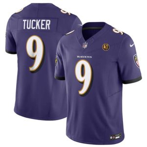 Men Baltimore Ravens #9 Justin Tucker Purple 2023 F.U.S.E. With John Madden Patch Vapor Limited Football Stitched Jersey