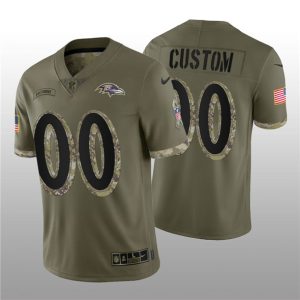 Men Baltimore Ravens Active Player Custom 2022 Olive Salute To Service Limited Stitched Jersey