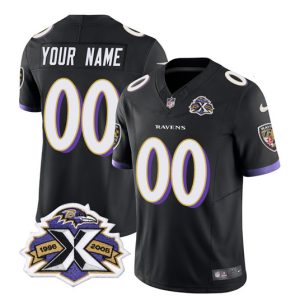 Men Baltimore Ravens Active Player Custom Black 2023 F.U.S.E With Patch Throwback Vapor Limited Stitched Jersey