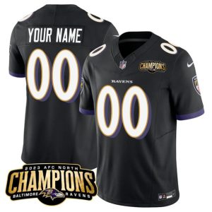 Men Baltimore Ravens Active Player Custom Black 2023 F.U.S.E. AFC North Champions Vapor Limited Football Stitched Jersey