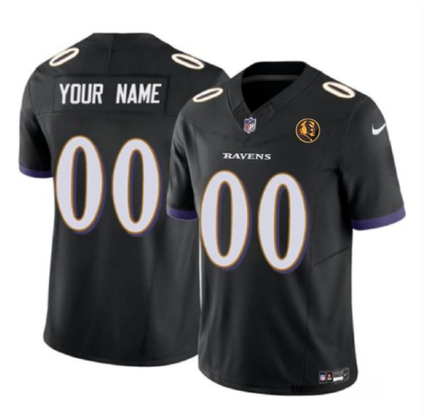 Men Baltimore Ravens Active Player Custom Black 2023 F.U.S.E. With John Madden Patch Vapor Limited Stitched Jersey