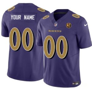 Men Baltimore Ravens Active Player Custom Purple 2023 F.U.S.E. With John Madden Patch Color Rush Limited Stitched Jersey