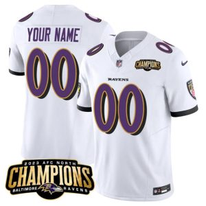 Men Baltimore Ravens Active Player Custom White 2023 F.U.S.E. AFC North Champions Vapor Limited Football Stitched Jersey