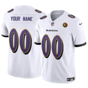 Men Baltimore Ravens Active Player Custom White 2023 F.U.S.E. With John Madden Patch Vapor Football Limited Jersey