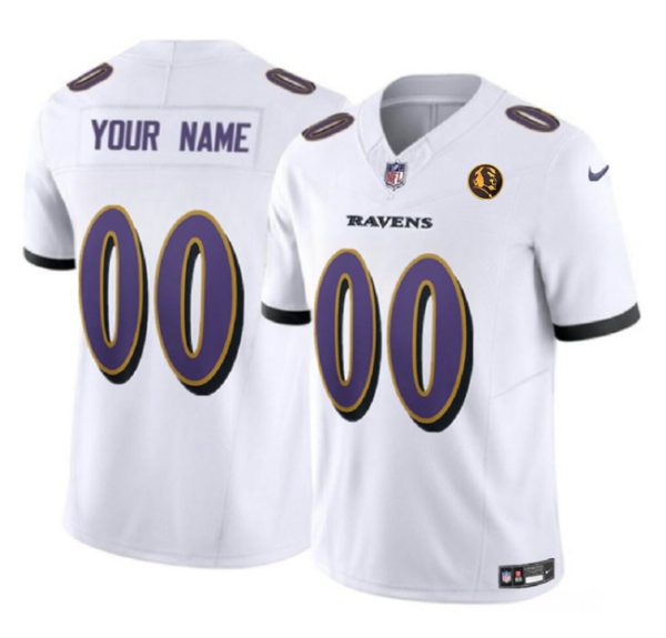 Men Baltimore Ravens Active Player Custom White 2023 F.U.S.E. With John Madden Patch Vapor Football Limited Jersey