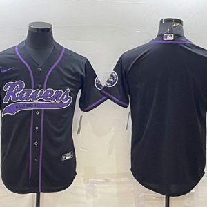 Men Baltimore Ravens Blank Black With Patch Cool Base Stitched Baseball Jersey