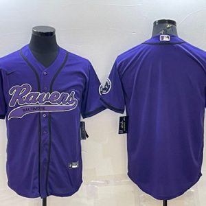 Men Baltimore Ravens Blank Purple With Patch Cool Base Stitched Baseball Jersey