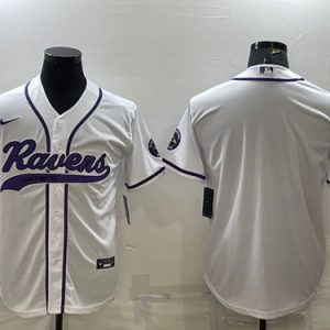 Men Baltimore Ravens Blank White With Patch Cool Base Stitched Baseball Jersey