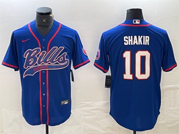 Men Buffalo Bills #10 Khalil Shakir With Patch Cool Base Stitched Baseball Jersey